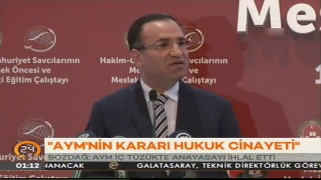 Adalet Bakanı Bekir Bozdağ, Anayasa Mahkemesinin Can Dündar ve Erdem Gül kararına eleştiriler yöneltti.